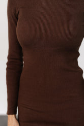 Knightsbridge Ribbed Sweater Midi Dress | Brown